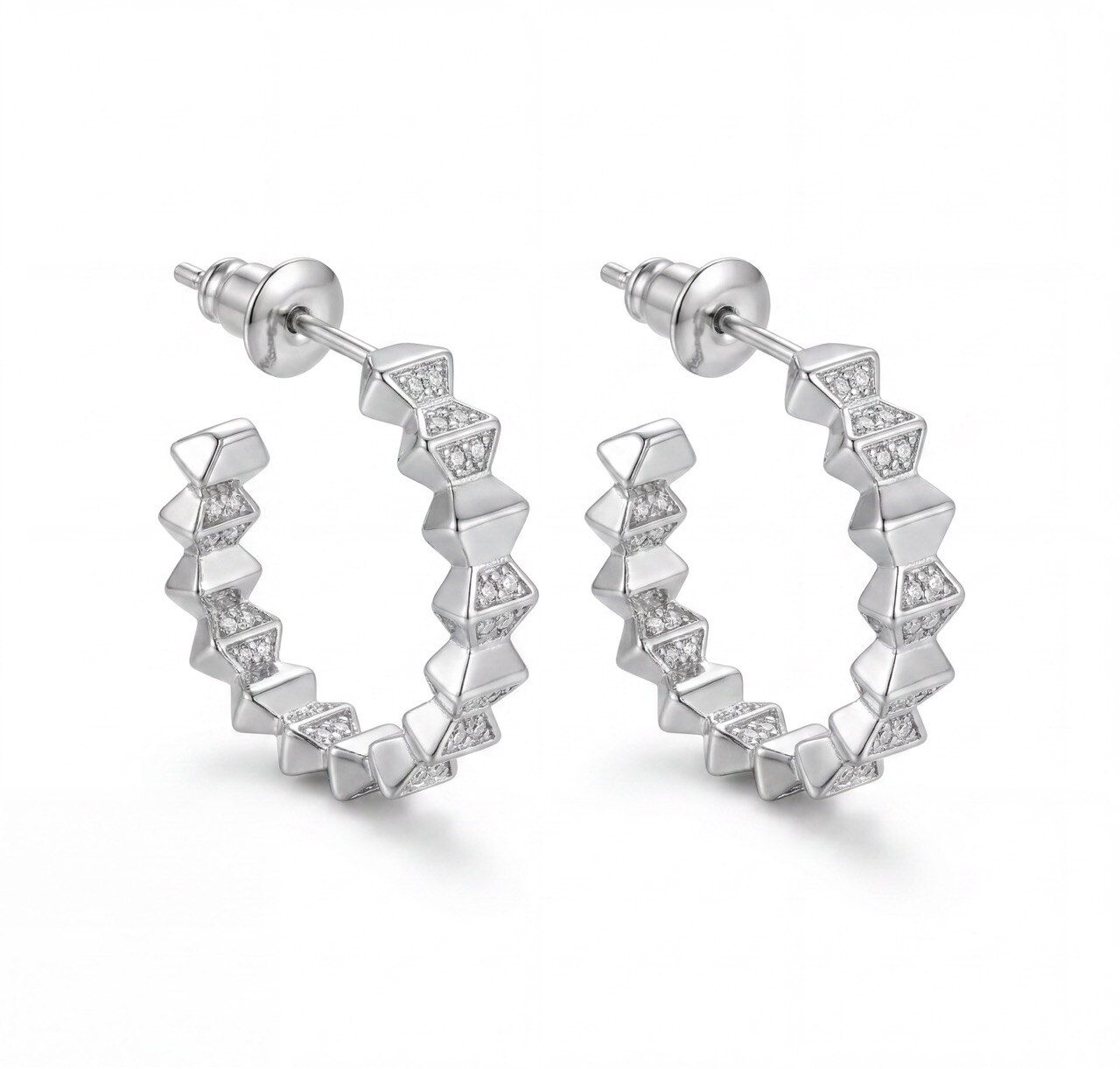 Silver Kesme Halka Küpe