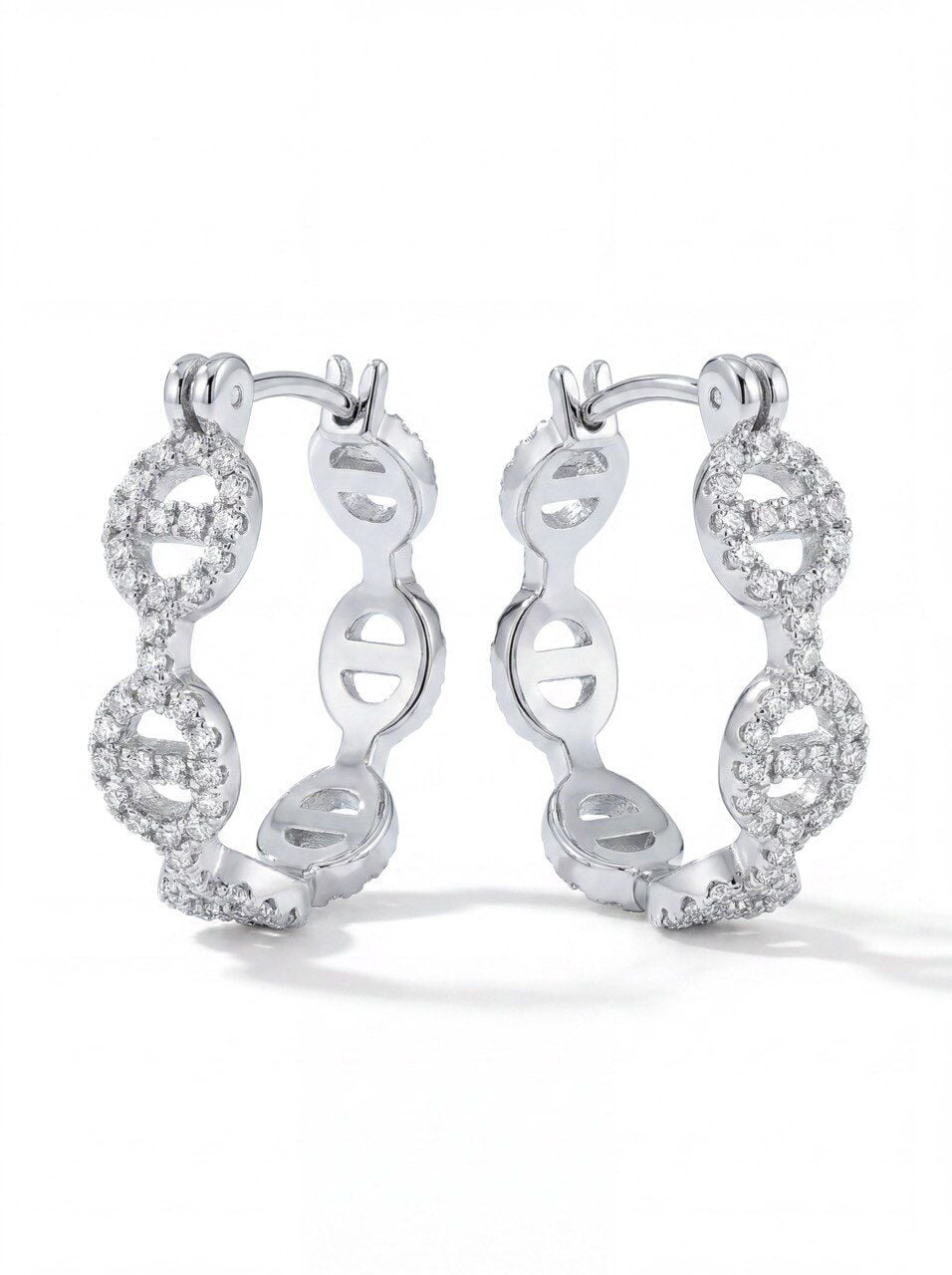 Silver Renk Zirkon Taşlı Halka Küpe